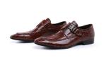 Handmade Bright Leather Brogues Formal Brown Business Shoes For Evening Party