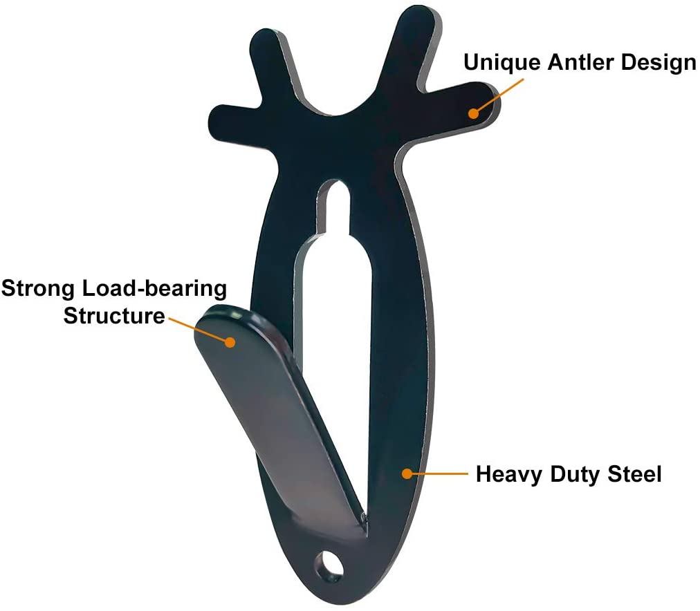 European Mount Deer Skull Large Hooks Wall Mounting Bracket Kit Black Fabric Type