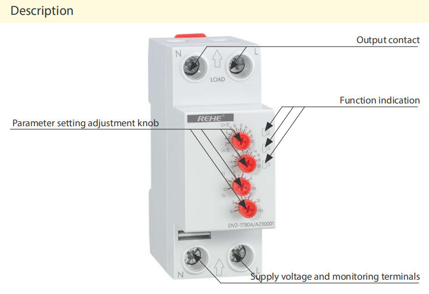 DV2-1G63A Programmable Over and Under Voltage Automatic Reset device 63A