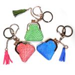 Antique Brass Plating Coin Bag Keychain , Snakeskin Personalized Leather