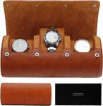 Watch Travel Case, Watch Roll for 3 Watches,Premium Faux Leather, Gift-box