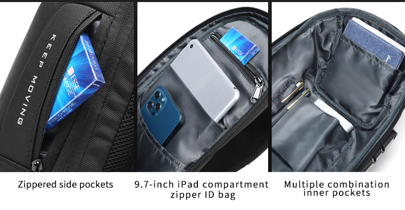 Factory wholesale waterproof fashion anti theft crossbody chest shoulder sling bag for men