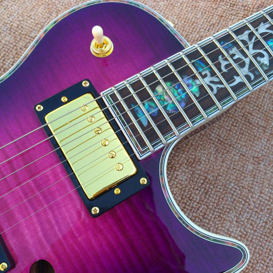 Flame Maple Top & Back Custom LP electric guitar with Abalone binding top & back
