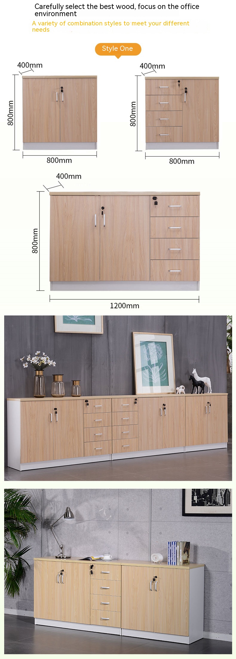 Mail packing N Office Partition Wooden File Cabinet with Lock and Drawer Storage