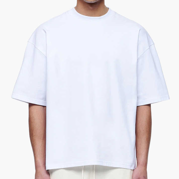 Custom Oversized Crop Top Men's Cotton Heavyweight Drop Shoulder Boxy Fit White T shirt