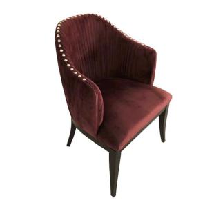 Quality Wholesale Red velvet fabric wooden dining chair with silver neilheads wholesale