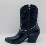 SGS ROHS Womens Leather Dress Boots Soft Nappa Leather Black Crocodile Print