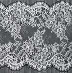 Nylon Eyelet Lace Trim , Floral Scallop Bridal Lace For Evening Dress