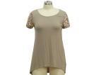 Women's Soft Viscose 1/2 Sleeves Shirt Round-Necline With Paillette Embroider At