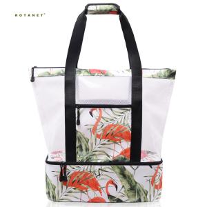 Quality Outside Pocket Insulated Picnic Tote , Thermal Insulated Lunch Bag With Cooler Compartment wholesale