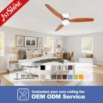 Indoor Solid Wood Blades Flush 52 Inch Ceiling Fan With Light And Remote