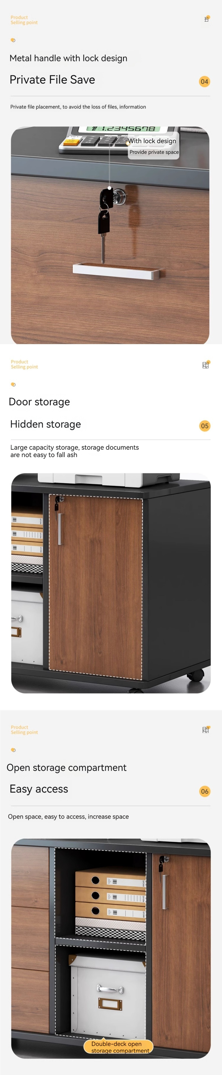Convenient Office Organization Lockable Cabinet with Drawers and Adjustable Shelves