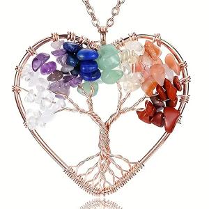 Quality 5*5cm Tree Of Life Necklace With Chakra Stones Pendant wholesale