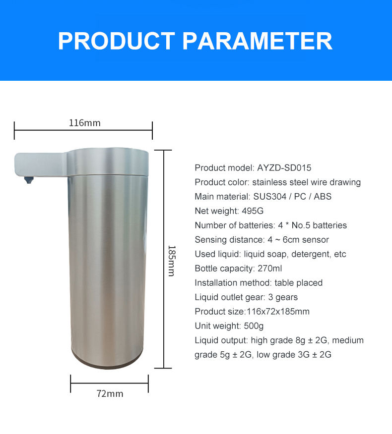 Touch-Free Rechargeable waterproof Sensor Liquid Soap Pump Dispenser