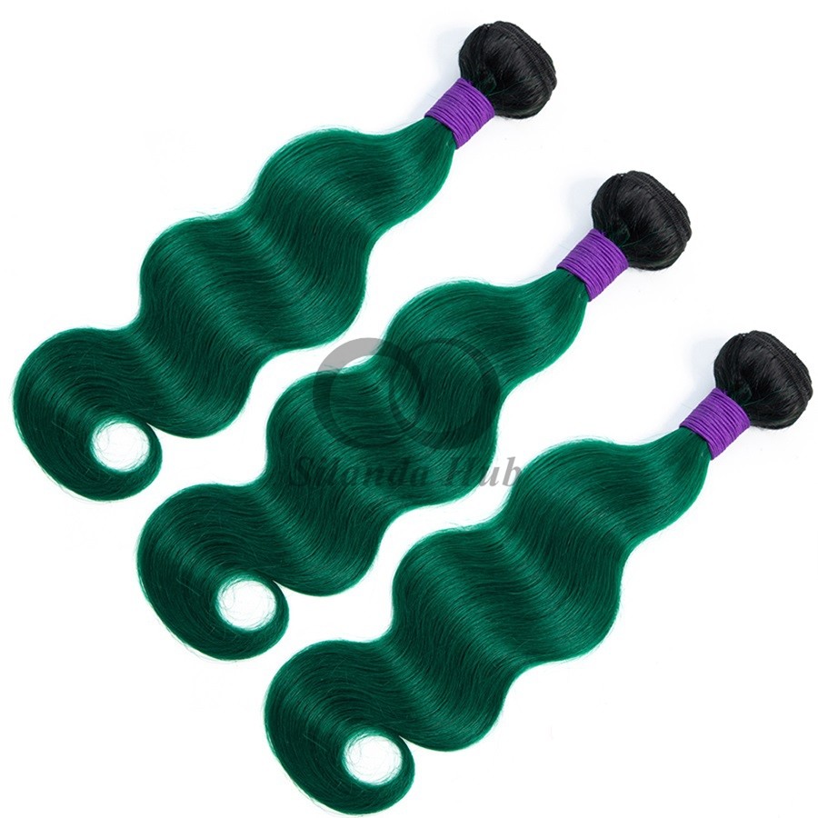 #T1B/Green Body Wave Remy Human Hair Bundles Sew In Weave Bundles Brazilian Bundle Deals