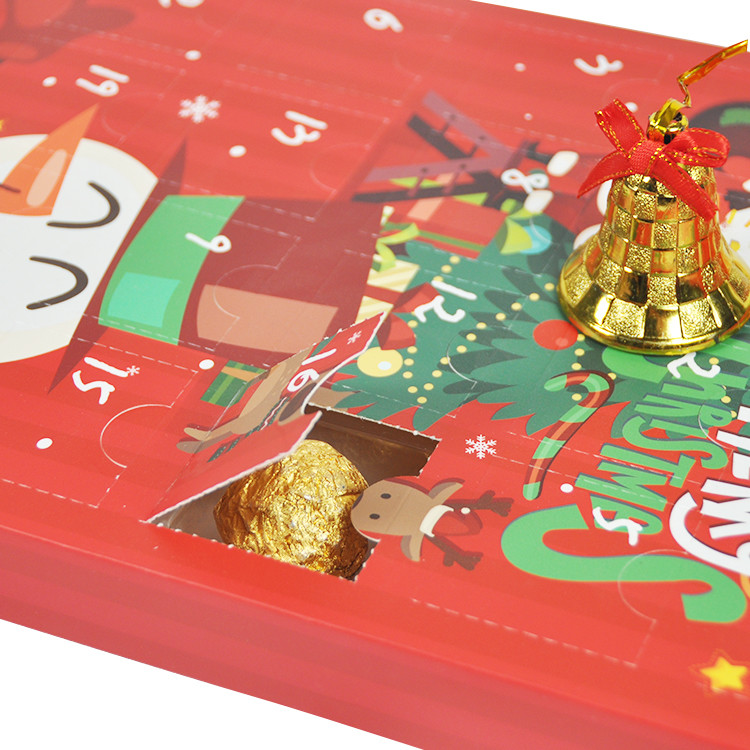 Rectangular Cardboard Packaging Box Christmas Advent Calendar Glossy Lamination