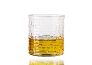 Quality Hand Blown Clear 80mm Embossed Crystal Whiskey Glasses , 10 ounce Crystal Brandy Glasses wholesale