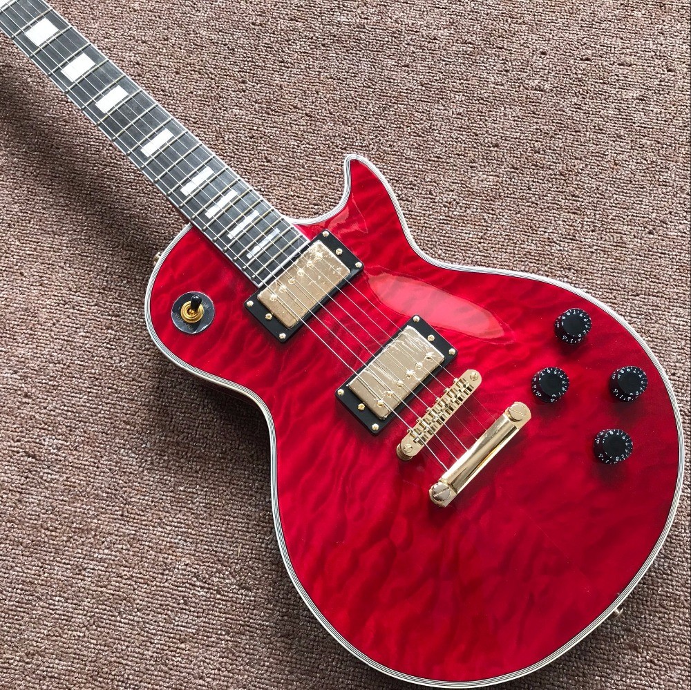 New style high-quality custom LP electric guitar, Burst color Quilte Maple red custom shop electric guitar