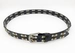 3.2cm Width Studded Punk Belts , Genuine Leather Flat Studded Belt For Guys
