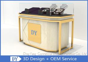 Quality Lockable Retail Jewelry Store Display Counter With OEM Logo Gold + Veneer Color wholesale
