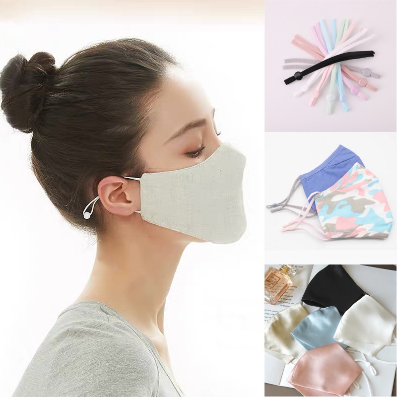 12cm * 5mm flat adjustable elastic band with buckle earloop cord for facemask earloop strap