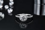 925 Sterling Silver Jewelry Diamond Moissanite Engagement Rings Round Shaped