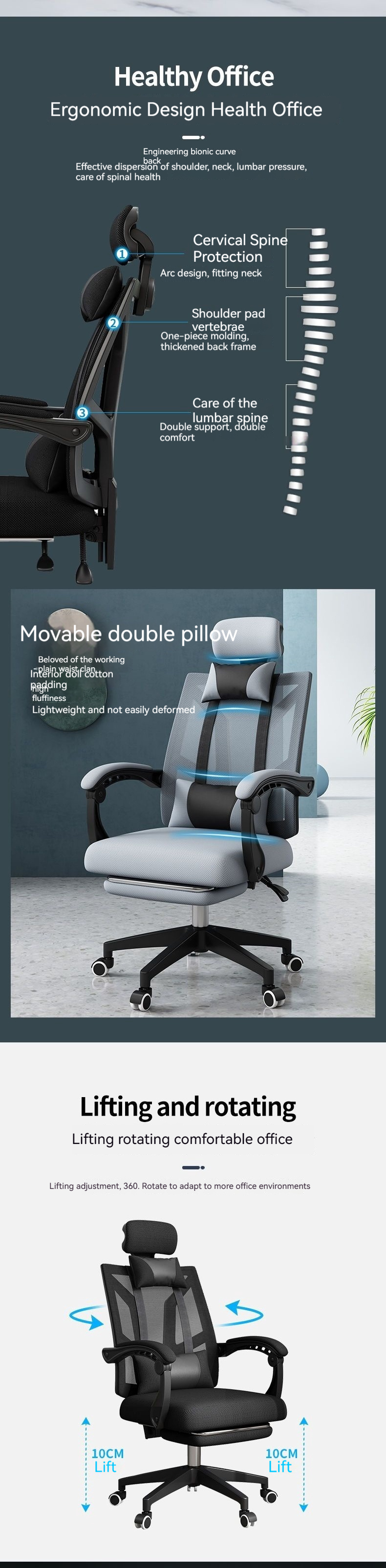 High Back Mesh Rolling Swivel Reclining PC Chair Metal Gaming Chair for Home Office