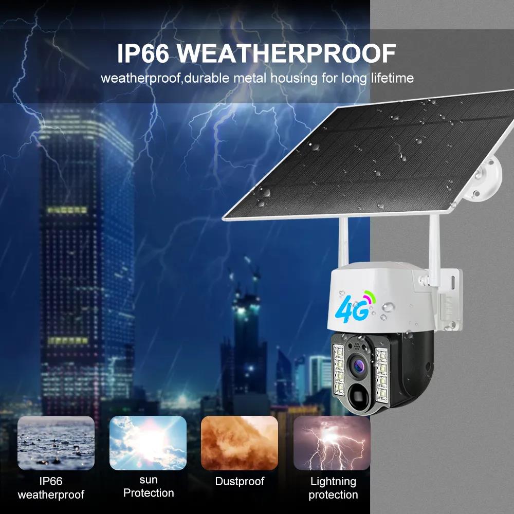 4G Solar CCTV Camera Wireless Outdoor 1080P Solar Battery Powered IP PTZ Camera