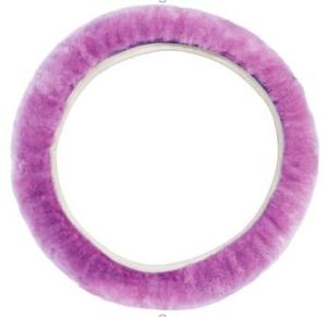 China Customized Pink Sheepskin Steering Wheel Cover Fur Car Wheel Cover on sale