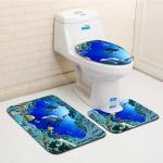 Dolphin Beach Toilet Seat Cushion Anti Skip Toilet Tank Cover Set
