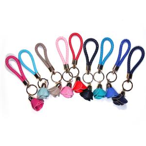Quality Brass Plating Leather Flower Keychain wholesale
