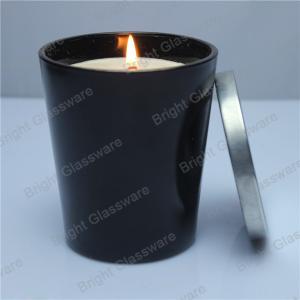 Quality black glass candle, glass candle holder with lid wholesale