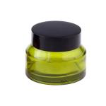 IS09001 Glass Face Cream Jars Clear Olive Green Glass Cylinder Jars With Lids
