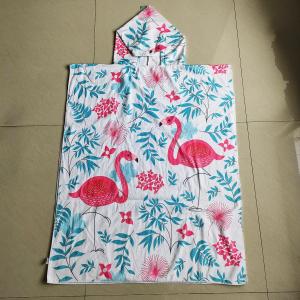 Quality digital printed logo surf hooded poncho towel with pocket wholesale