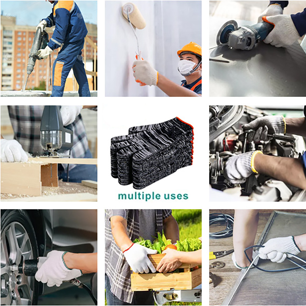 Hard-Wearing Deep White Cotton Hand Safety Knitted Work Gloves with Customized Weight