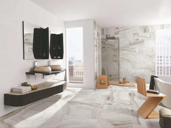 Basement Floors Modern Porcelain Tile Agate Beige Color Acid Resistant 600x600mm