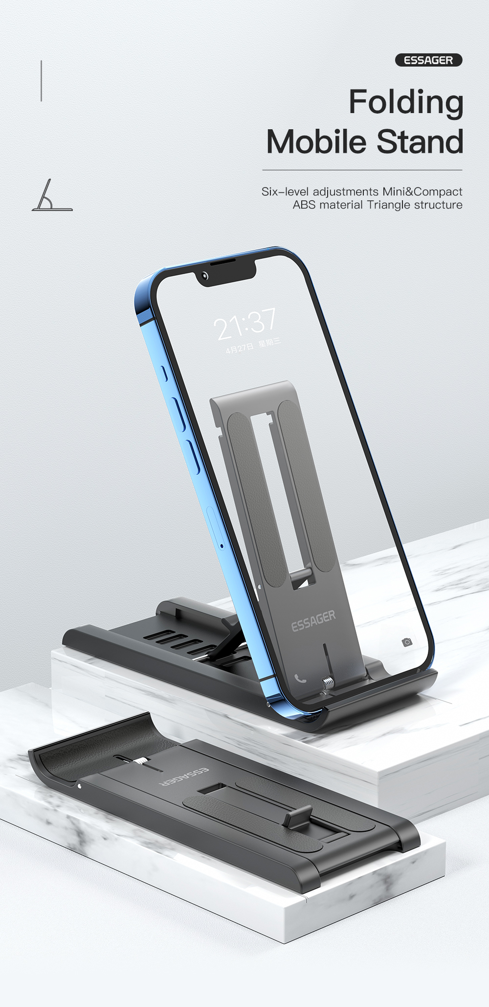 Six Level Adjustments Desktop Phone Stands Foldable Adjustable
