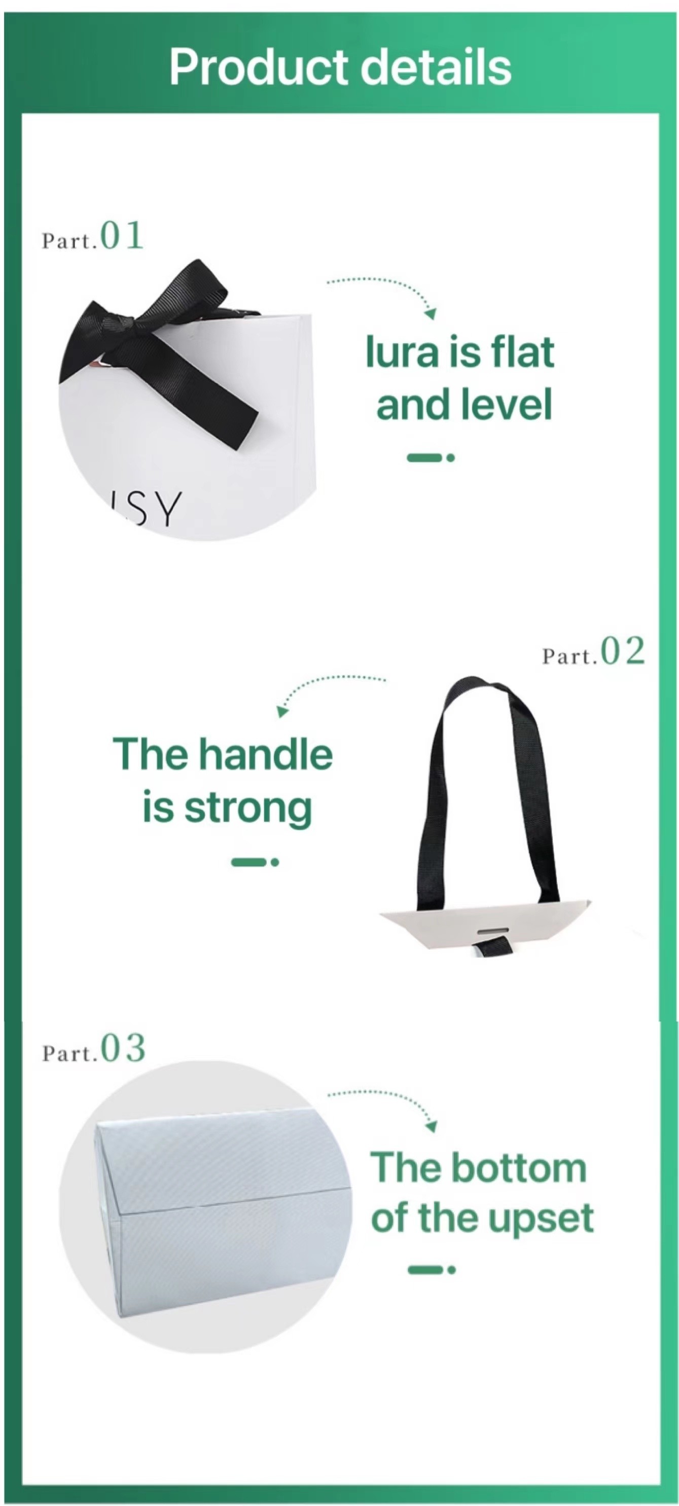 Embossing Ribbon Handle Cosmetic Paper Bags White Paper Carrier Bags