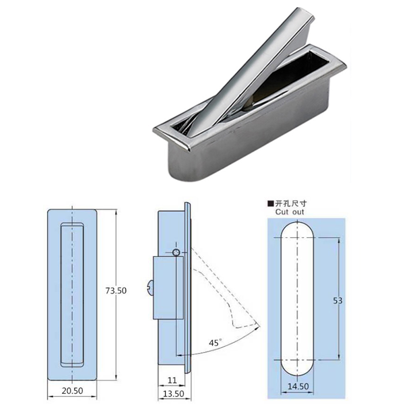 Zinc Alloy Push Out Concealed Drawer Handle Sand Chrome