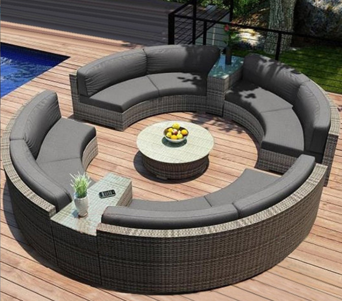 Outdoor Leisure Courtyard Villa Garden Outdoor Arc-Shaped Combination Of Aluminum Alloy Waterproof And Sunscreen Rattan