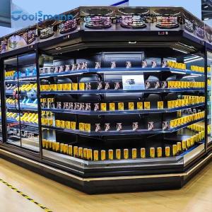 Quality Fruit Supermarket Display Cases Air Curtain Open Chiller Showcase Cabinet 719L wholesale