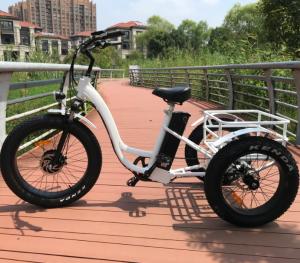 Quality LED Light Electric Assist Tricycle , Three Wheel Electric Trike White Color Voltage 48v wholesale