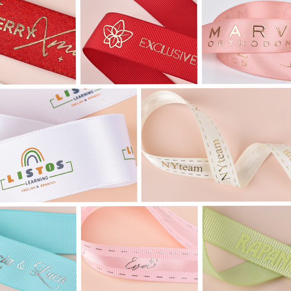 Custom Luxury Foam Logo Printed Grosgrain Ribbon 3D Raised Logo Branded Ribbon 10