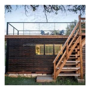 Quality 50/75/100mm Wave Sandwich Panel Tiny Wooden Prefab House Container Living Two Story Container Buildings Cabins Wooden Villa wholesale