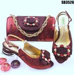 Supoo Good quality wedding shoes matching bags african lower heel shoes for
