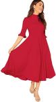 Clothing Ribbed Knit Bell Sleeve Fit And Flare Midi Dress