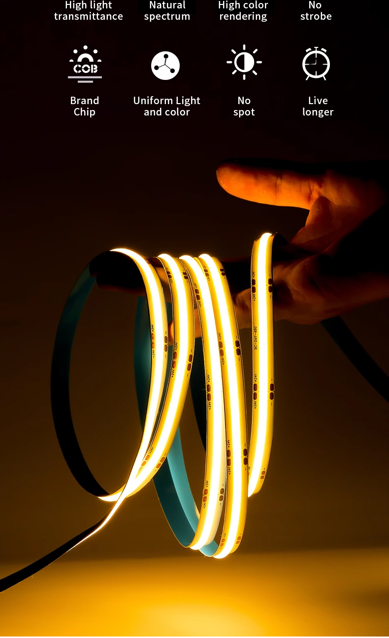 Commercial Dream Color Smart Addressable RGB COB LED Strips with Dimmable Design