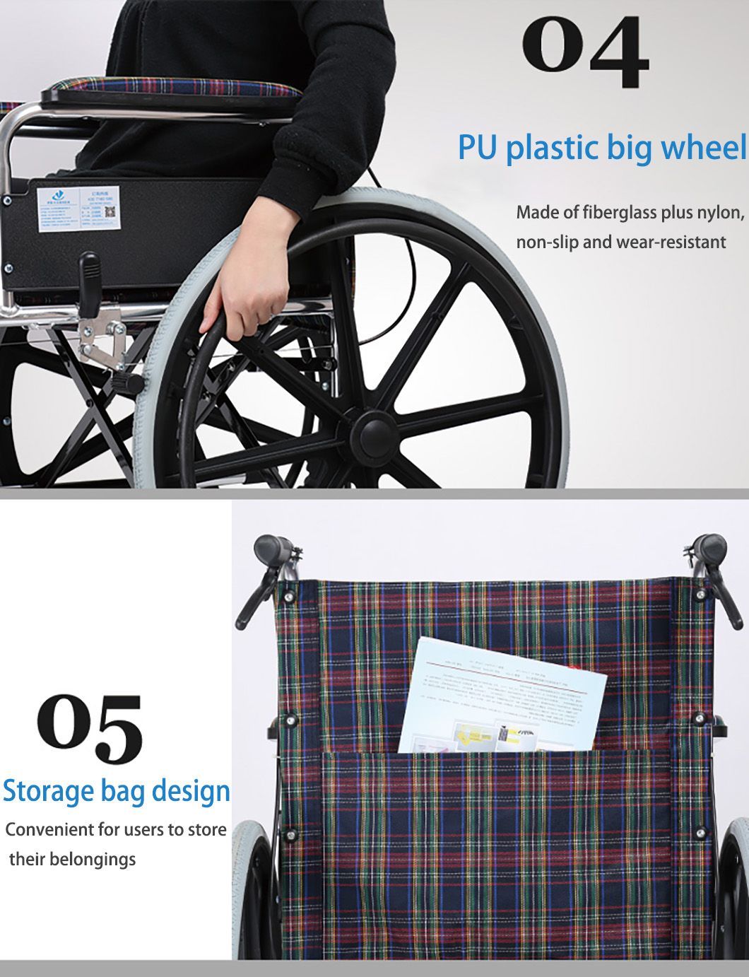 Lightweight Manual Wheelchairs for Sale Aluminum Folding Sport Beach Wheelchairs for Elderly