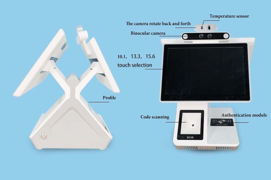 Attendance Machine LCD Digital Signage 13.3 Inch Time Attendance Dual Screen Pos System Android Face Recognition