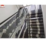 Calcite Marble Modern Staircase Design with Luxury Brazilian Cosmic Black